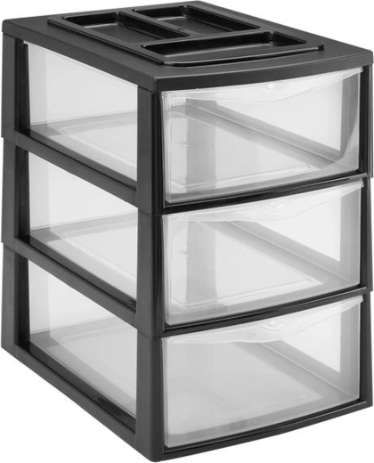 Kunststof rek met 3 laden HEIDRUN 38 × 27 × 38 cm