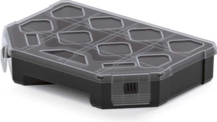 Organizer TAGER 195 × 142 × 40 mm, zwart met transparant deksel