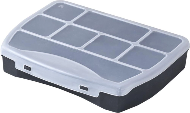Organizer DOMINO 190 × 155 × 37 mm, zwart/transparant