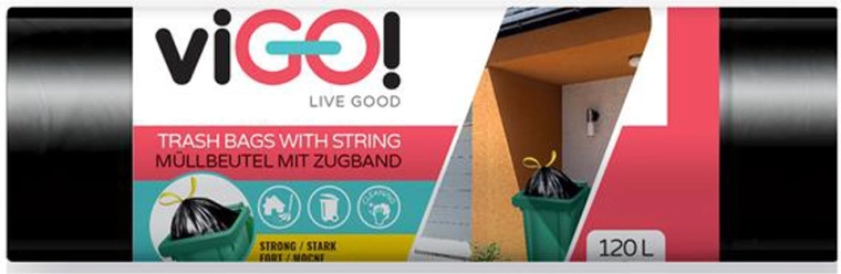 VIGO trekkoord vuilniszakken 120 l, 10 stuks