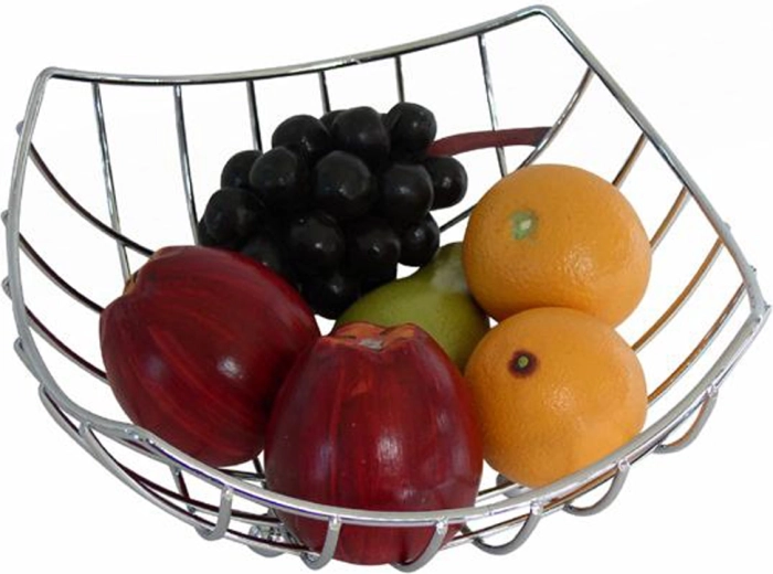 Fruitschaal van verchroomd metaal 24 × 24 × 10,5 cm