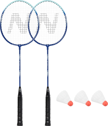 Set badmintonrackets NILS NRZ210 – 2 rackets met shuttles en hoes