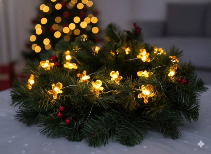 LED-lichtslinger met peperkoekmannetjes, 20 LED, op batterijen