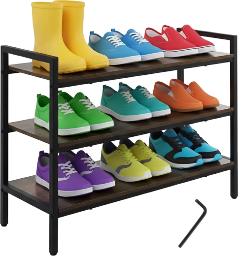 Ruhhy schoenenrek met 3 niveaus 79 cm in loftstijl