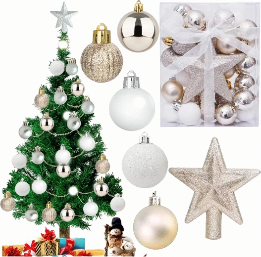 Set kerstballen met ster - 1 stuk