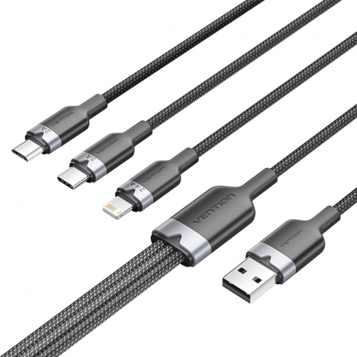 Vention USB 2.0 3-in-1 kabel - USB-C, Lightning en Micro-B