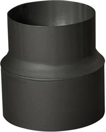 Rookpijpverloop 150/130 mm, lengte 160 mm, dikte 1,5 mm, zwart