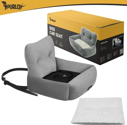 Autostoeltje voor hond en kat Purlov maat S 44 × 35 × 30 cm grijs