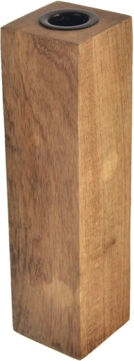 Kandelaar van mangohout en metaal 20 cm
