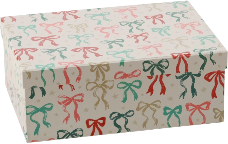 Kerstgeschenkdoos met strik 29 × 21 × 11 cm - 1 stuk