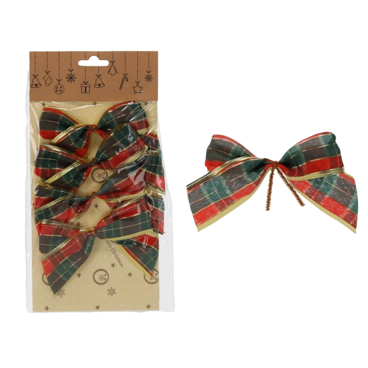 Kerstdecoratieve strikken 10 cm – set van 4 stuks