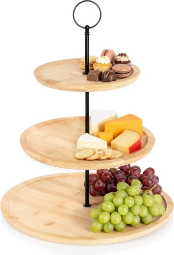 Bamboe etagère met drie niveaus 34 cm
