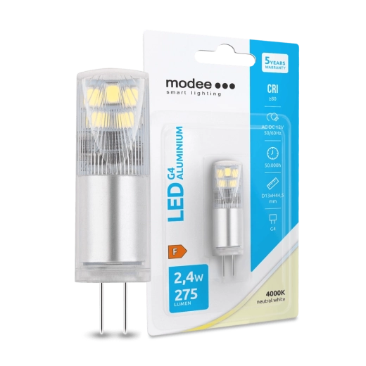 LED-lamp G4 aluminium 12 V 2,4 W 4000 K 275 lm MODEE