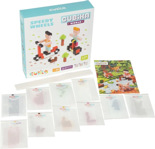 CUBIKA 15290 Pixel "Snelle wielen" - houten 3D bouwset 200 blokjes