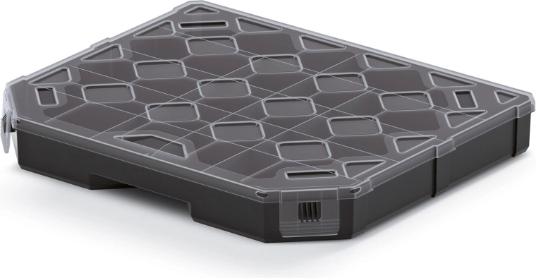Organizer met vakverdelers 284 × 243 × 40 mm met transparant deksel