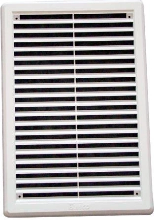 Ventilatierooster met gaas 175 × 250 mm wit