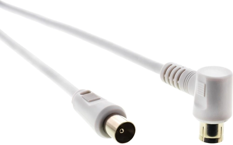 Sencor coaxiale antennekabel stekker–aansluiting 90° 15 m wit