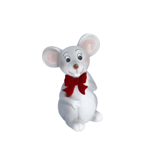 Kerstfiguurtje van een muisje met strik