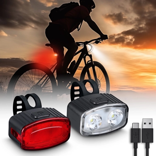 Solight set oplaadbare fietslampen 160 lm (voor + achter)