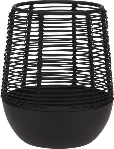 Metalen draadkandelaar voor één kaars, zwart, 10 × 12 cm