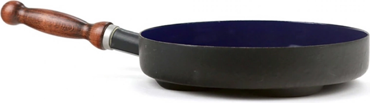 Geglazuurde pannenkoekpan 24 cm BSE met houten handgreep