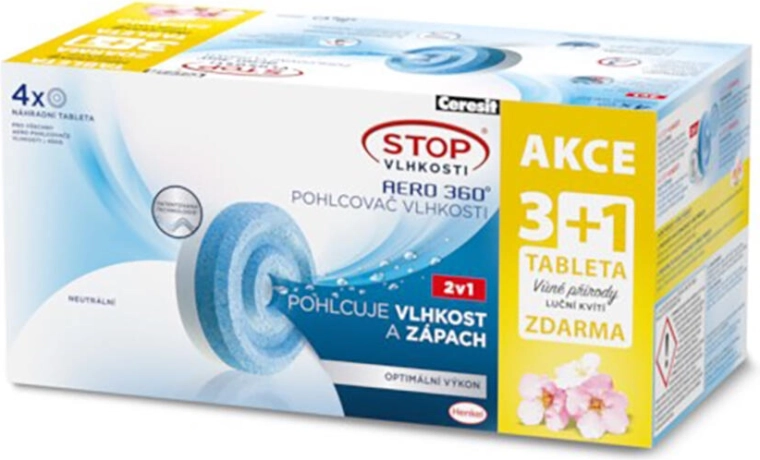 Navullingen voor vochtvanger CERESIT AERO 360, 4×450 g, geur weidebloemen