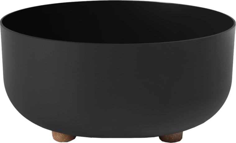 Plantenkom Sofia 30 cm zwart met houten pootjes LAMELA