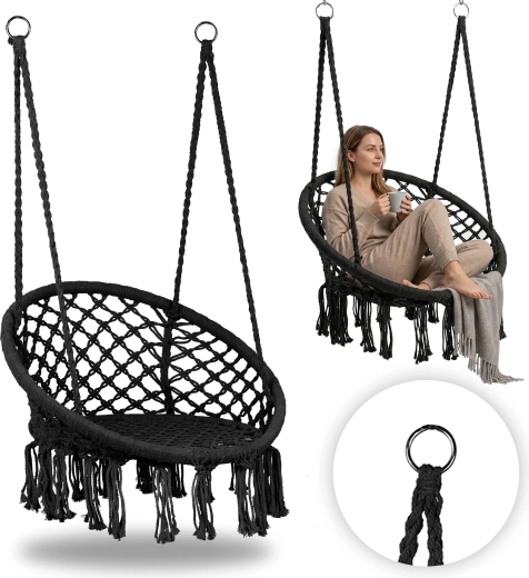 Hangstoel boho, zwart, MultiGarden