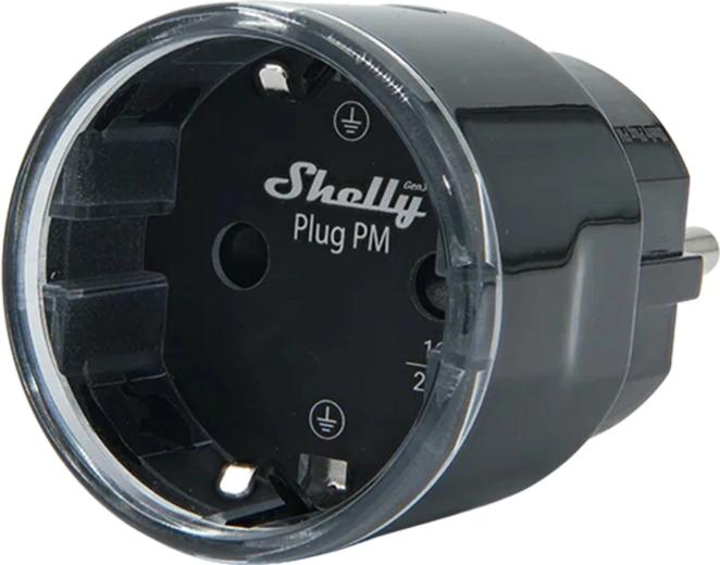 Shelly Plug PM Gen3 Matter slimme stekker met verbruiksmeting, zwart