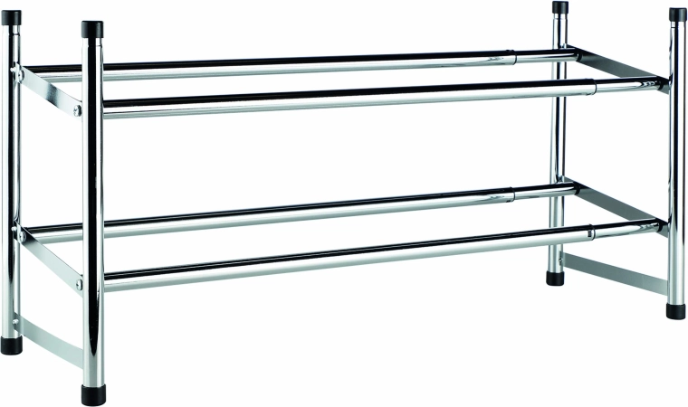 Verstelbaar tweelaags chromen schoenenrek van staal