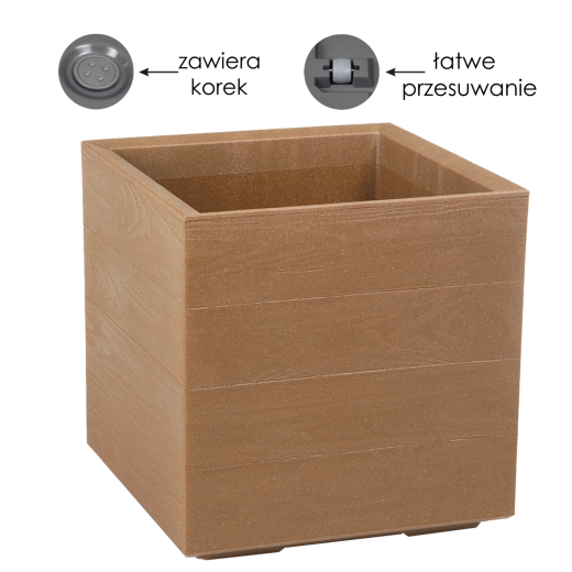 Bloempot Lamela Karo Eco Wood met natuurlijke houtlook 39 cm