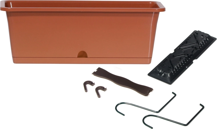 Bloembak CAMELIA W met haken terracotta 40 cm