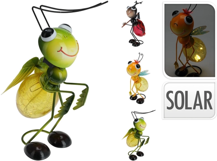 Tuin-solaardecoratie insect met LED-licht, metaal en kunststof, 28 × 19 × 16 cm