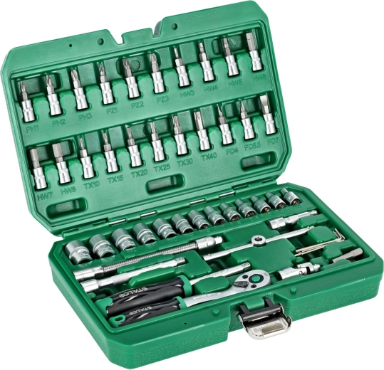 Stalco set dopsleutels en bits 1/4" (48-delig) in koffer
