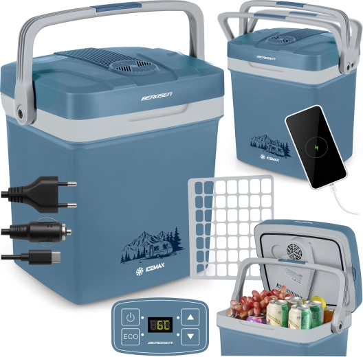 Draagbare elektrische autokoelbox BERDSEN ICEMAX 26 l met ECO-modus – blauw