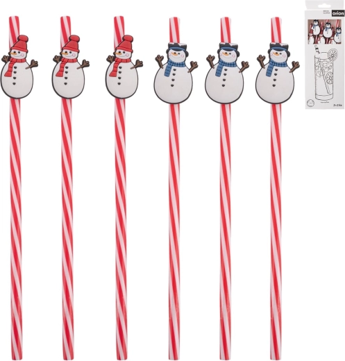 Herbruikbare drinkrietjes Sneeuwpop, 6 stuks