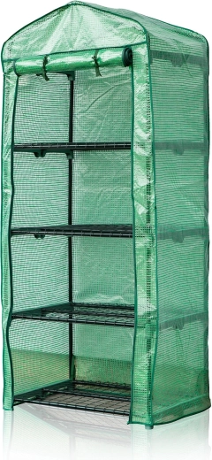 Tuinfoliekas 69 × 50 × 160 cm met 4 legplanken, groen