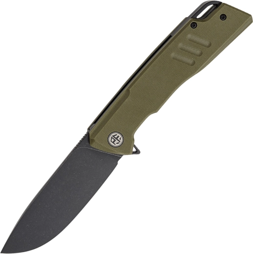 Petrified Fish Loco zakmes 9,4 cm, zwart stonewash, groene G10