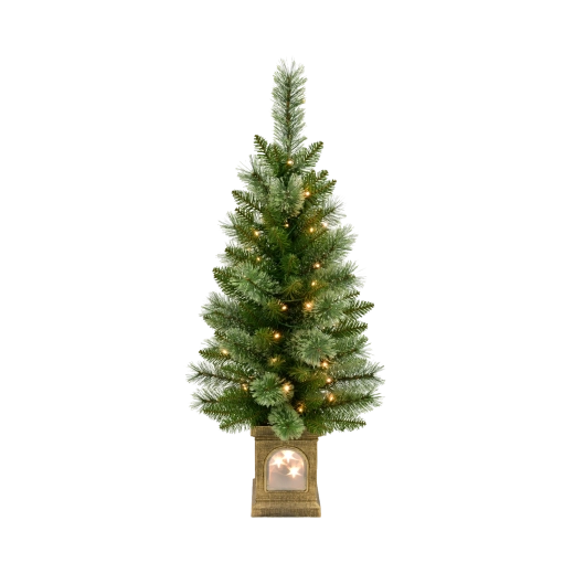 Kunstkerstboom met LED-verlichting in lantaarn 105 cm