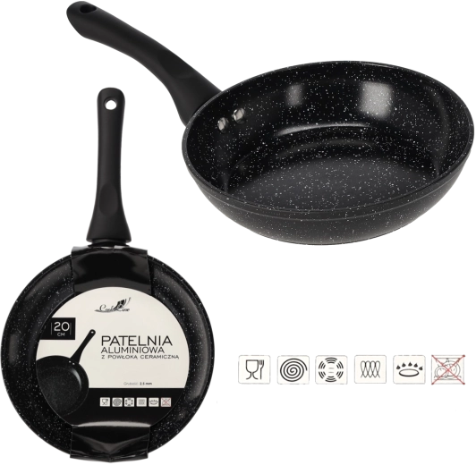 Aluminium koekenpan 20 cm met keramische coating voor inductie