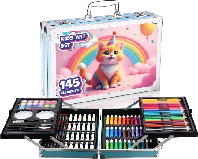 Teken- en schilderset Renew Force in een koffertje met kattenmotief
