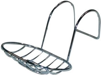 Hangende ovale zeephouder voor bad, chroom, 13,5 × 10 cm