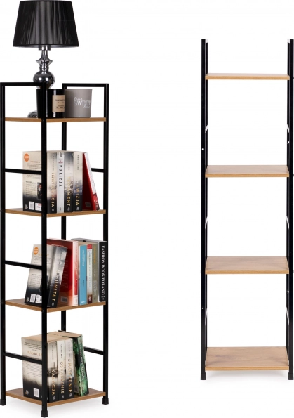 Moderne houten plank met metalen frame LOFT, 4 legplanken