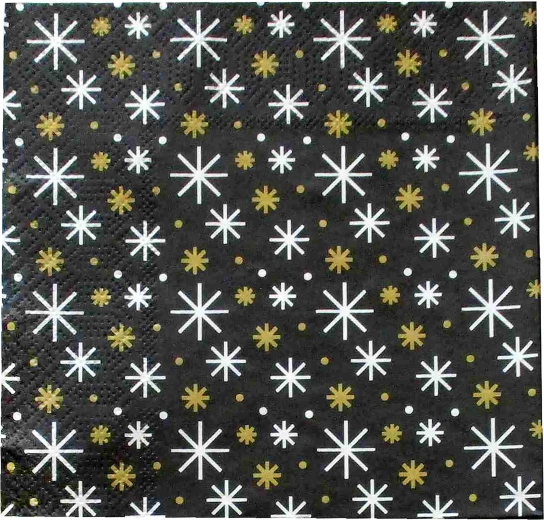 Kerstservetten met sneeuwvlokken 33 × 33 cm, 3-laags - 1 stuk