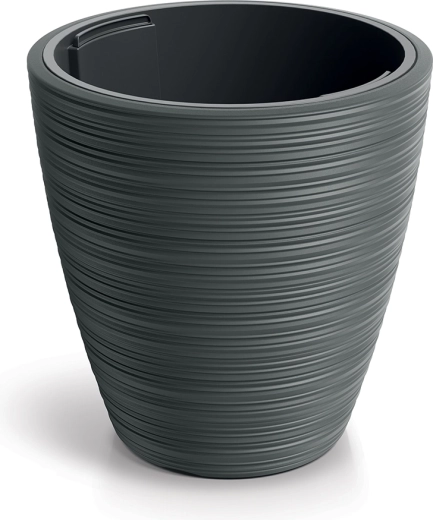 Bloempot Vena round met inzet donkergrijs 19,8 cm