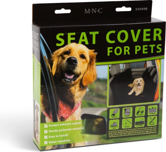 Waterafstotende beschermhoes voor de achterbank van de auto voor honden en katten, zwart, 130 × 160 cm