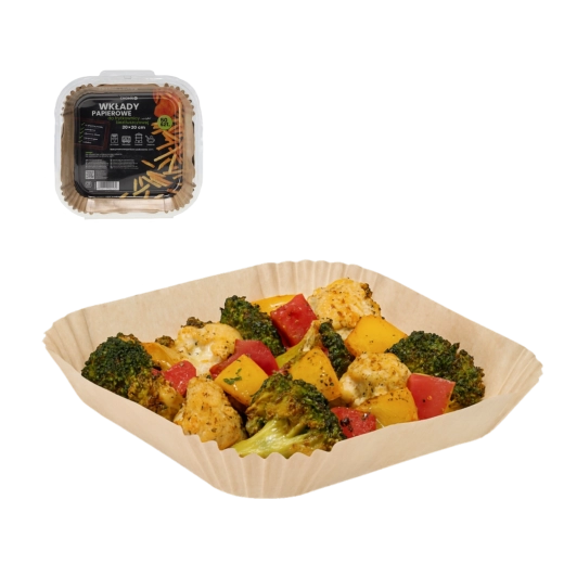 Papieren inzetvellen voor airfryer 50 stuks vierkant 20 x 4,5 cm
