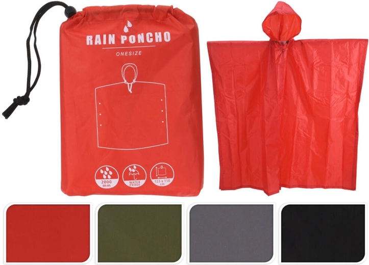Regenponcho voor volwassenen van PET, mix van kleuren
