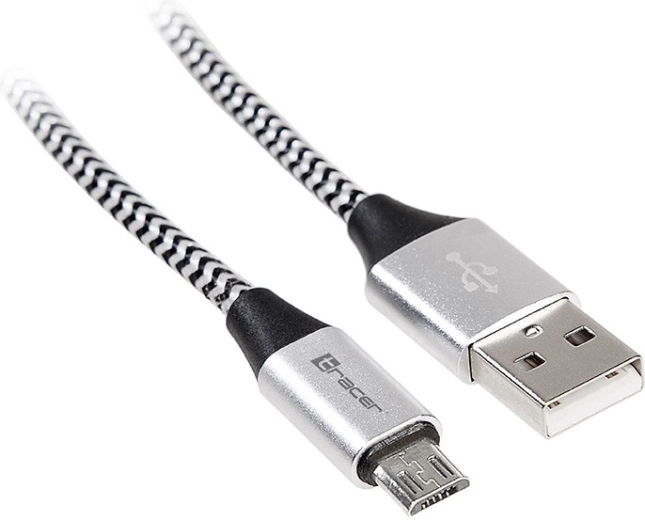 USB-kabel 2.0 AM‑micro 1 m zwart‑zilver