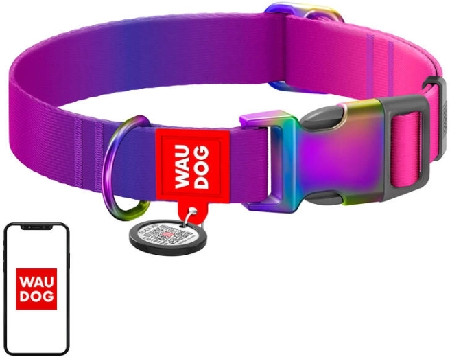 Hondenhalsband WAU DOG met QR-code, paars verloop, maat XL
